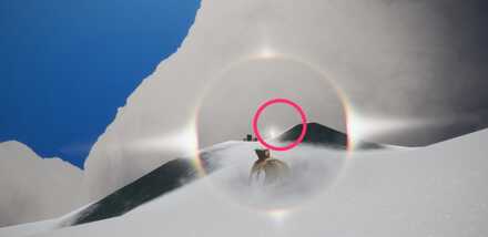 頂上に光の子を発見