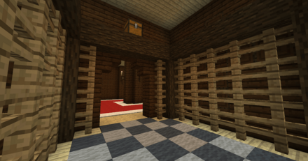 チェック柄の絨毯の部屋