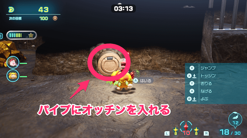 パイプにオッチンを入れる