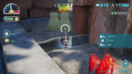 水場の奥の藁を燃やす