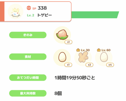 タイプによって拾ってくるきのみが異なる