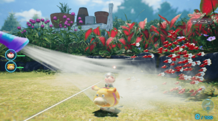 ピクミンは吹き飛ばされてしまう