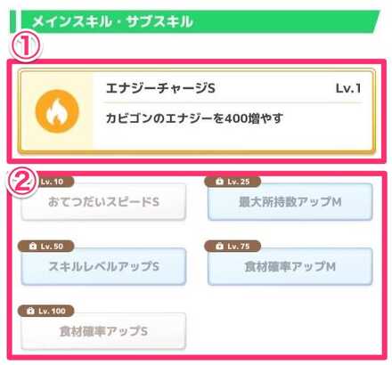 メインスキル・サブスキル