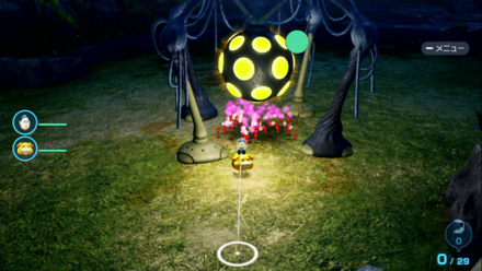 ピクミンがダマグモインフェルノの体の下付近で踊る