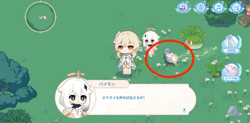 取れるようになった幻境のホラガイをタップ