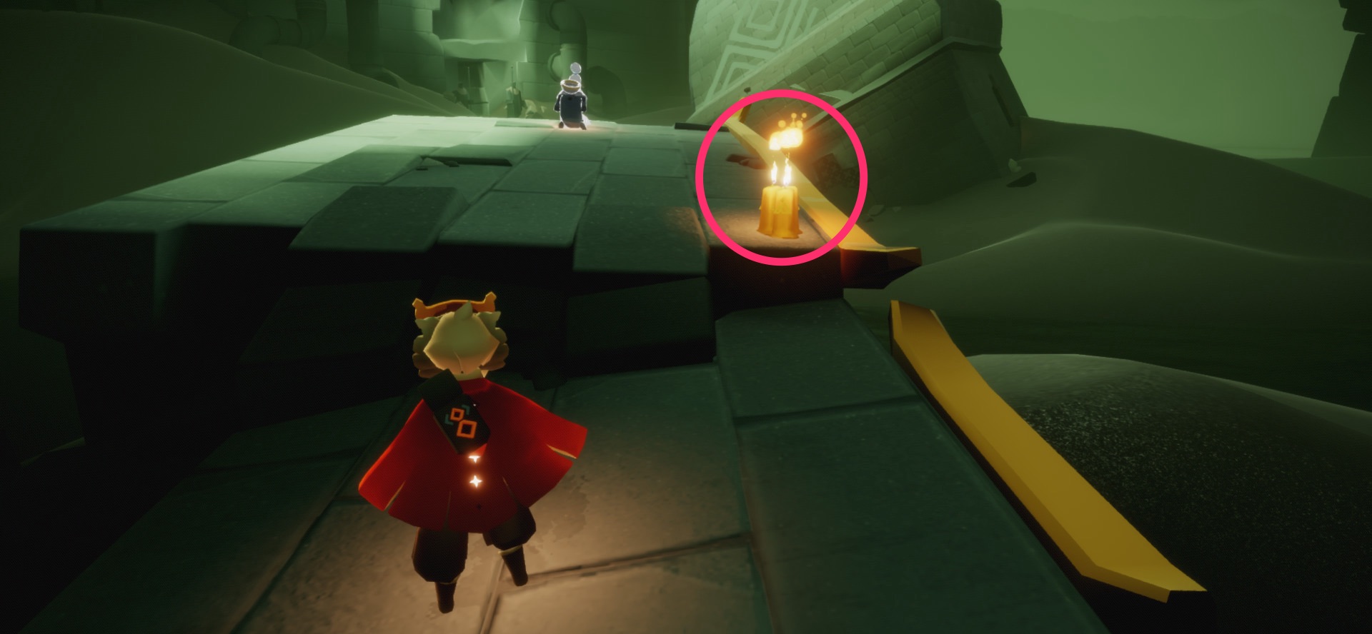 正面に進むといる精霊の前辺り