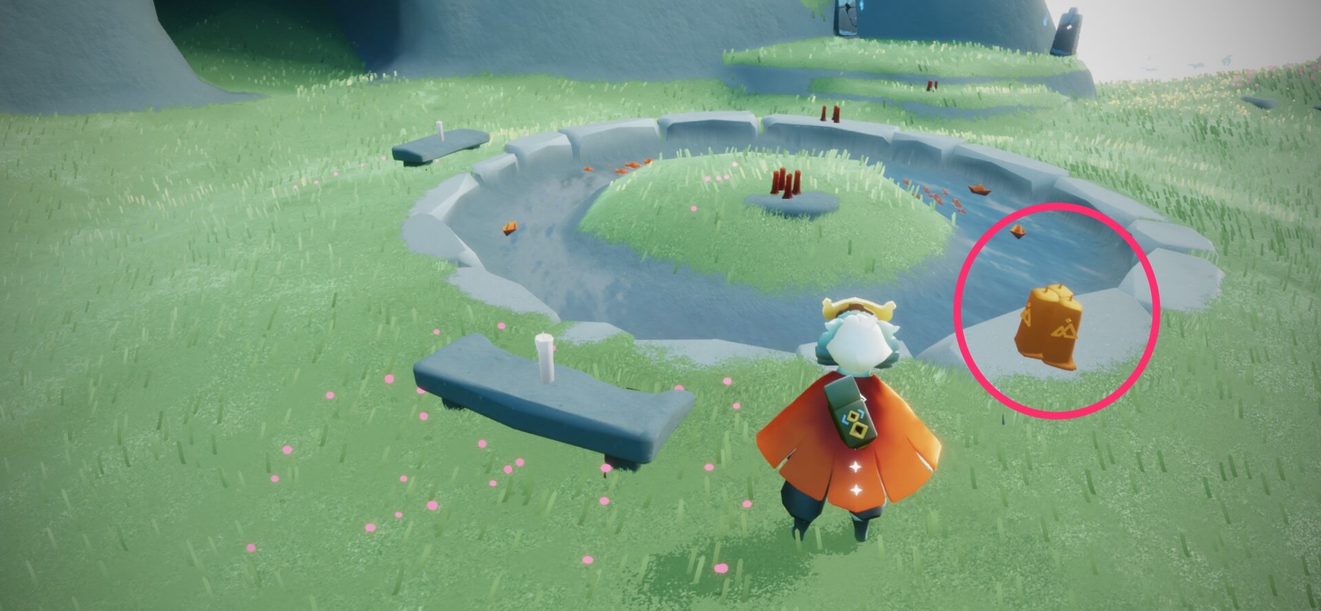 草原の広場の焚き火の周辺