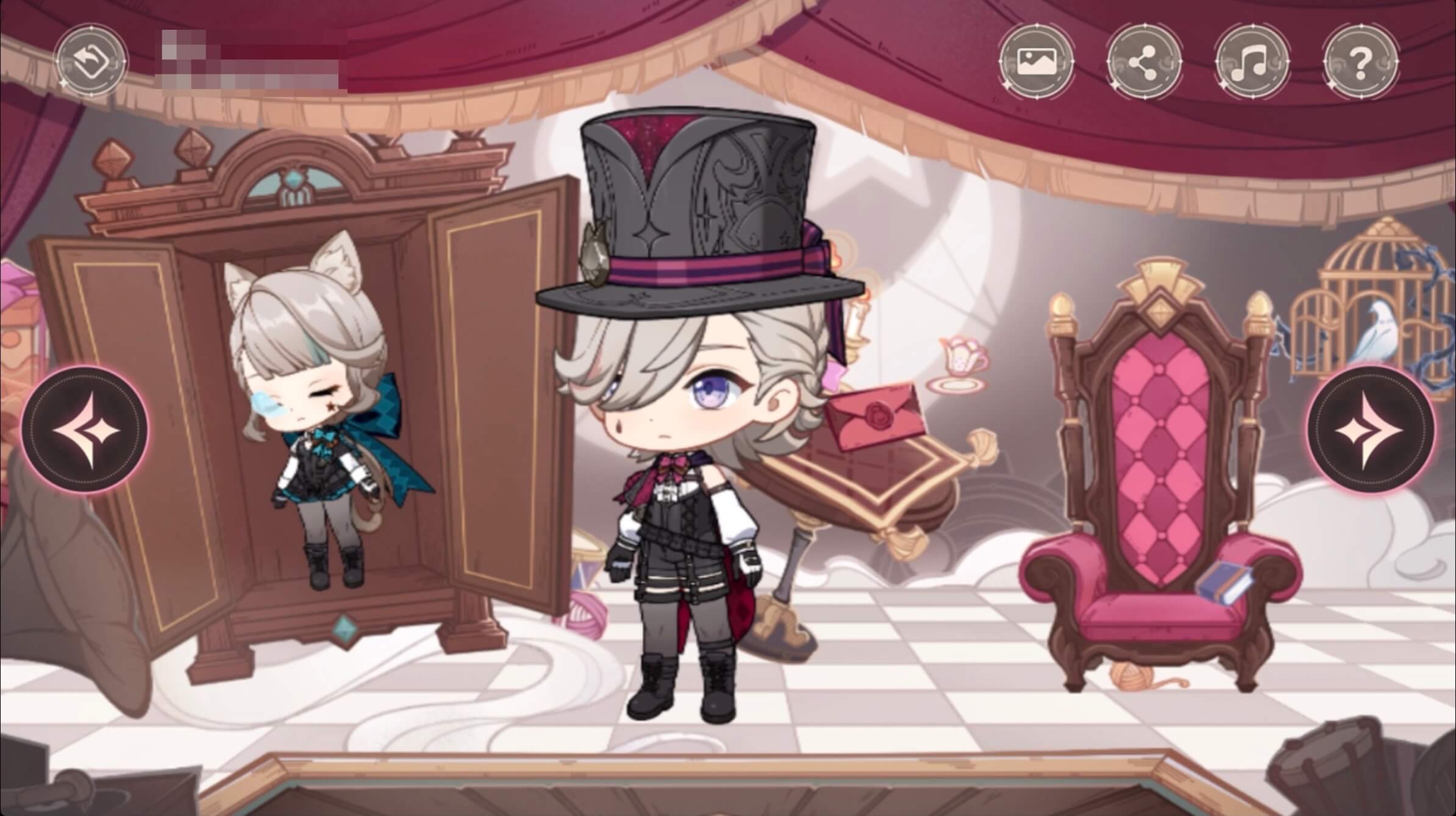 棚の中にリネットが入っている