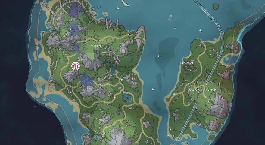 フォンテーヌ：ベリル地区の地霊壇の場所　地上