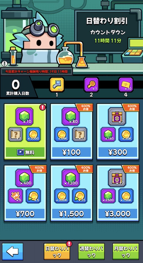 課金要素の日替わり割引