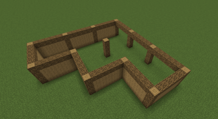 柱の外側を繋げて木材を敷き詰める