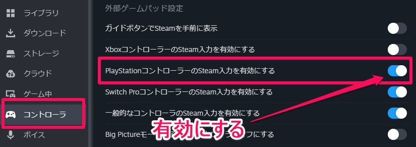 PS4コントローラの接続例