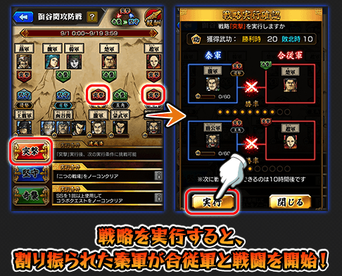 戦略を選んで実行すると戦闘が発生