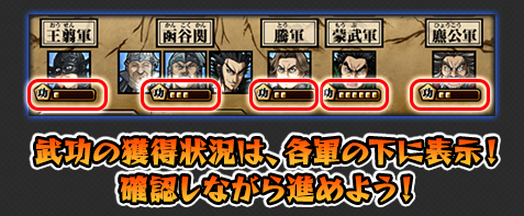 秦各軍の武功獲得状況を確認しながらを進めよう