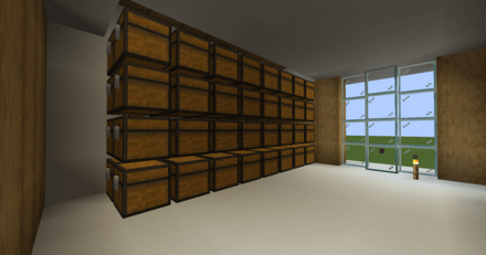 開けたスペースの下にチェストを並べる