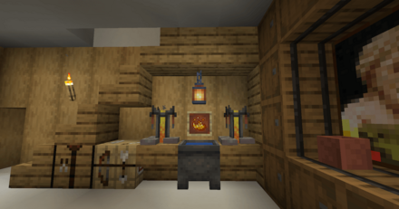 階段下の飾り付けをする