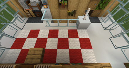 カーペットをチェック柄に置く