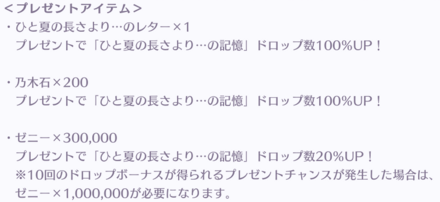 プレゼントはひと夏の長さより…のレターがおすすめ