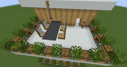 机を作り、書見台の上にトラップドアを設置する