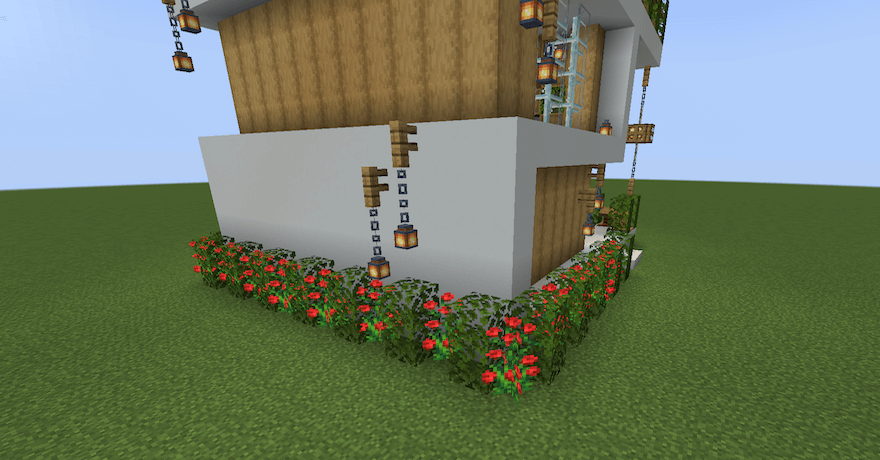 バラの低木とオークの葉で囲う