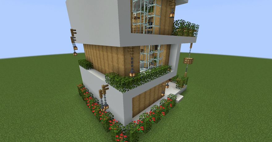 2階の周りにオークの葉を飾る