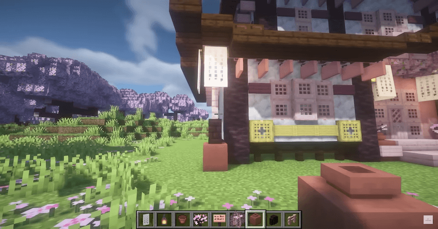 旗を使用した和風な街灯を作る