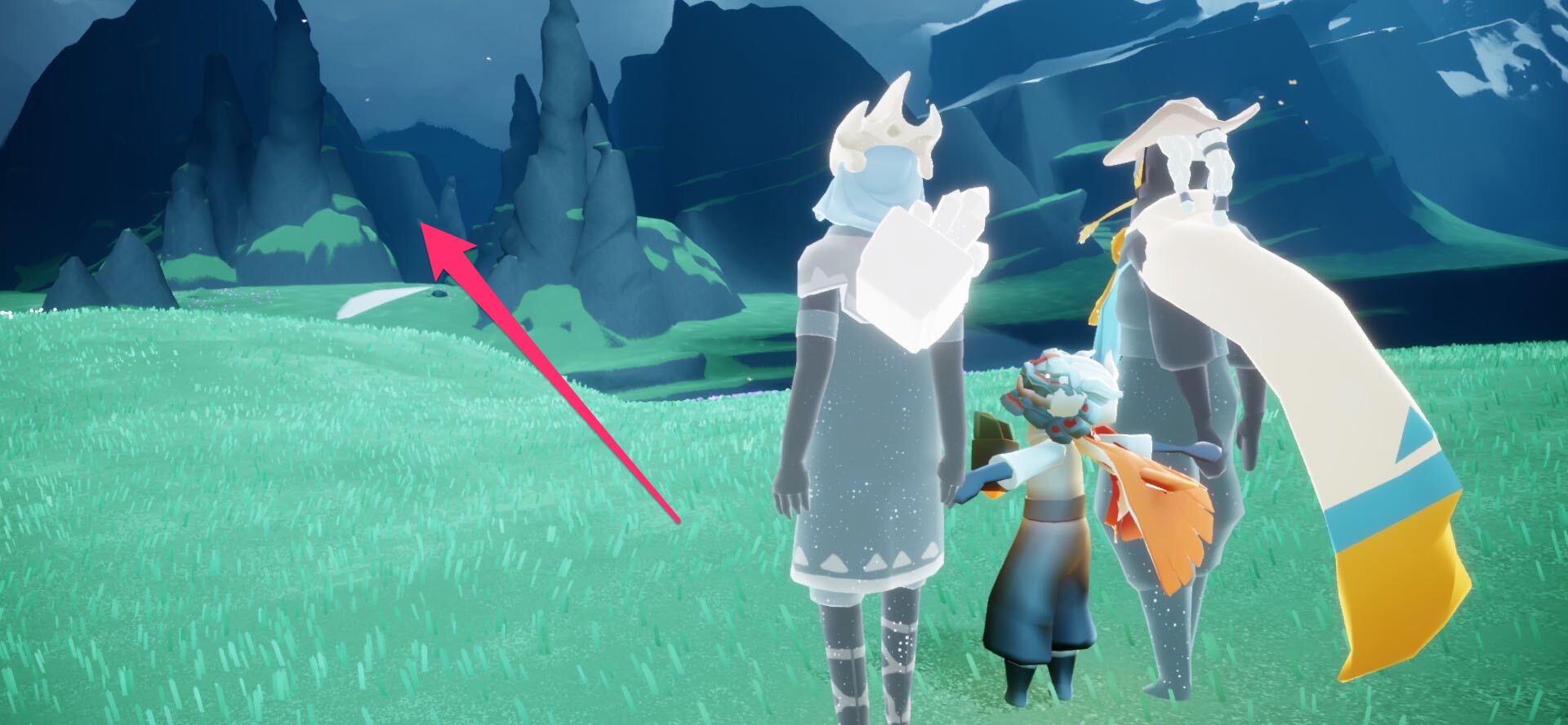 背の高い岩2本の間