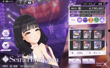 コーデの装備と強化が終わるとこんな感じ