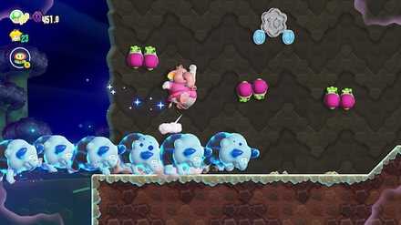 トッシンに乗ってカベのカタツムリでジャンプ