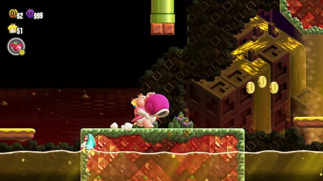 ブロックを大きな甲羅で壊して土管に入る