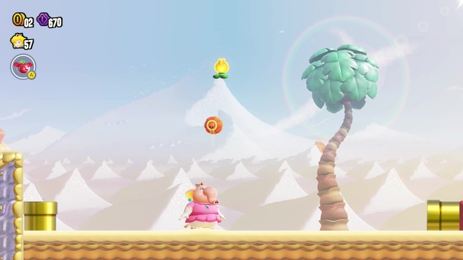 マジローを上に蹴って空中のフラワーを獲得