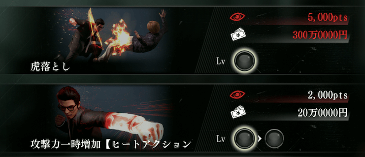 お金と一部赤目ポイントが必要なものがある