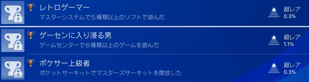 条件達成でトロフィーが入手できる