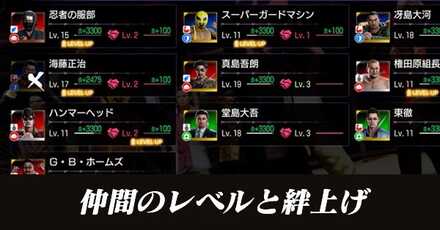 仲間のレベルと絆上げ