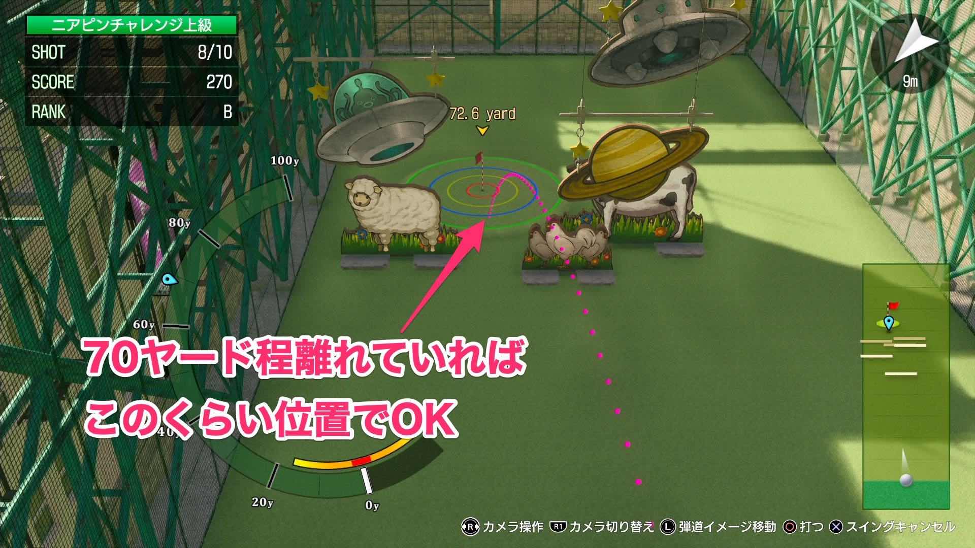 手前を狙う意識