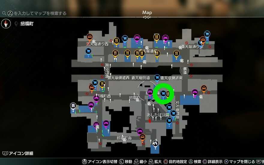 えびすや 蒼天堀のマップ