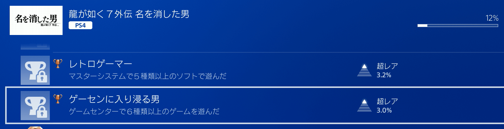 条件達成でトロフィーが入手できる