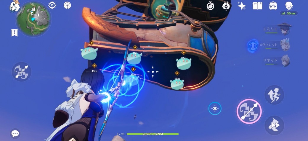 次も弓などの遠距離攻撃で風スライムを全て壊す