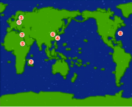 世界の八大財宝を探せ！の財宝の場所