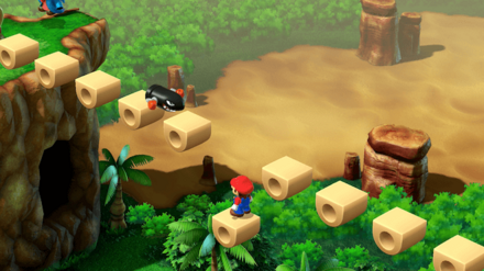 その場ジャンプを使ってちくわから落ちないように