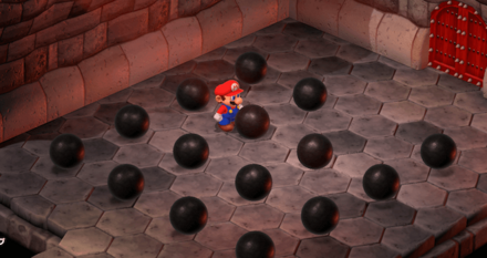 マリオが空きスペースの方向に向かないと蹴れない