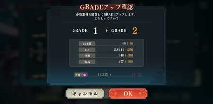 GRADEアップ