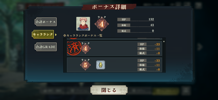 キャラランクボーナス