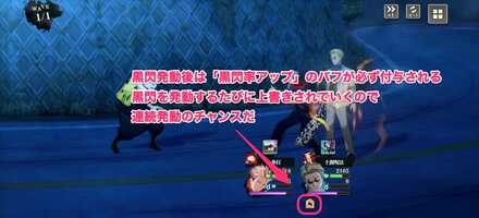 黒閃発動後は黒閃率アップのバフがかかる