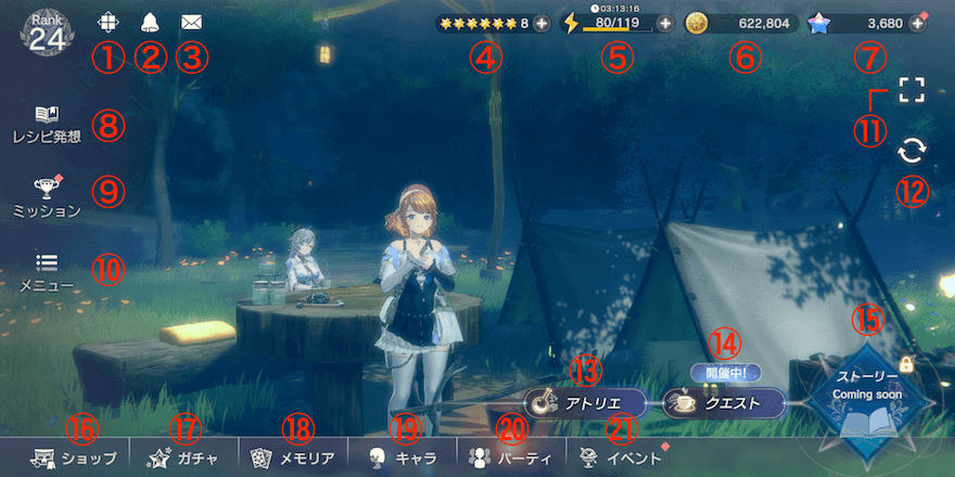 ホーム画面の見かた