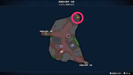 「イエティの村クロワ」北東民家の裏手にあるツボのちいさなメダルの場所マップ