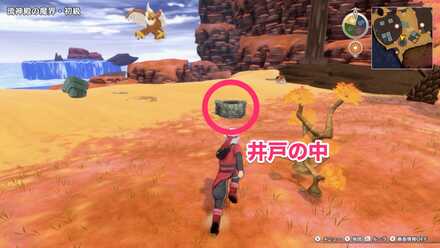 南の井戸の中にあるツボのちいさなメダルの場所