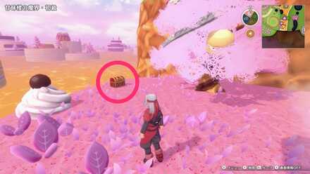 中央の川の南小島の宝箱（春限定）のちいさなメダルの場所