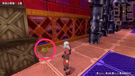 「常夜の要塞」3階東の南北に伸びる通路のツボのちいさなメダルの場所