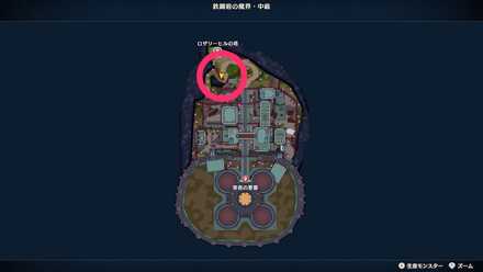 ロザリーヒルの塔の南にあるツボのちいさなメダルの場所マップ